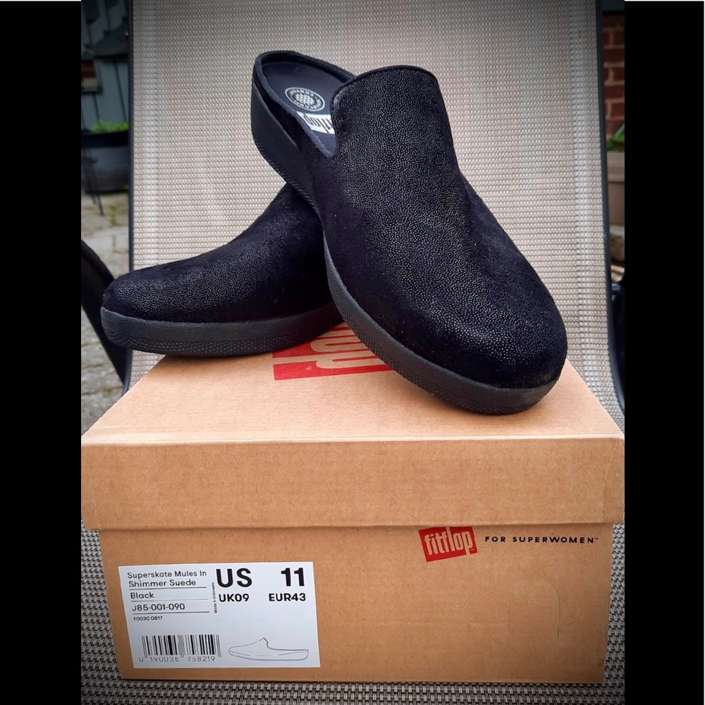 BRAND NEW: FitFlop Superskate Mules—Shimmer Suede